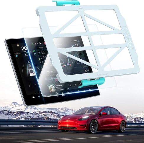 واقي شاشة VICSEED 4K لطراز Tesla Model Y Model 3 - [تقنية إزالة الغبار التلقائي] واقي شاشة من الزجاج المقوى خالٍ من الفقاعات مع ملحقات محاذاة EZ FIT - مضادة للوهج/مضادة لبصمات الأصابع in Kuwait