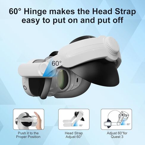 Head Strap for Oculus Quest 3, Compatible with Meta Quest 3, Adjustable Elite Replacement VR Head Strap Accessories for Oculus Quest 3 Enhanced Comfort Support, White in Kuwait