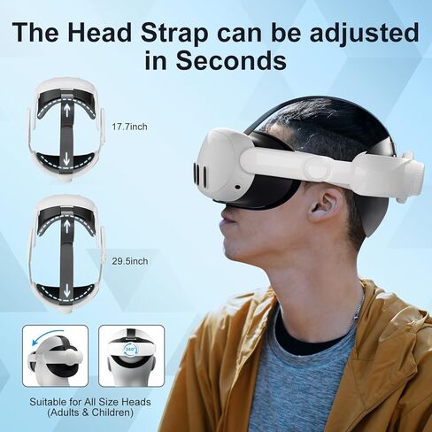 Head Strap for Oculus Quest 3, Compatible with Meta Quest 3, Adjustable Elite Replacement VR Head Strap Accessories for Oculus Quest 3 Enhanced Comfort Support, White in Kuwait