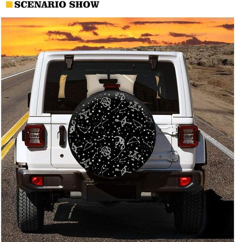 BIGCARJOB غطاء إطار احتياطي بوصلة سوداء أغطية عجلات عالمية للمقطورة RV SUV 14-19 بوصة لقطر 60-89 سم غطاء إطار احتياطي يناسب معظم المركبات in Saudi Arabia