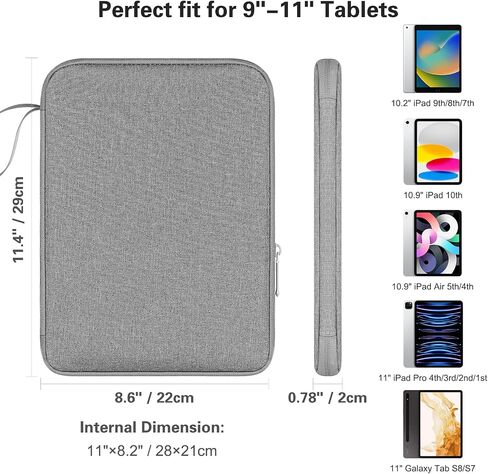 DTTO 9-11" Tablet Sleeve with Handle, Protective Carrying Case, Gray in Kuwait