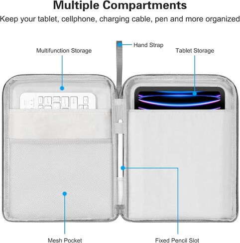 DTTO 9-11" Tablet Sleeve with Handle, Protective Carrying Case, Gray in Kuwait
