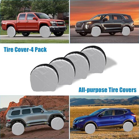 AVNICUD Tire Covers 4 Pack - Waterproof Anti-UV Snow Sun Rain Tire Covers for Truck, SUV, Trailer, Camper, RV, Tough Tire Wheel Protector, Universal Fits 27-29 Inch Tire Diameter in Kuwait