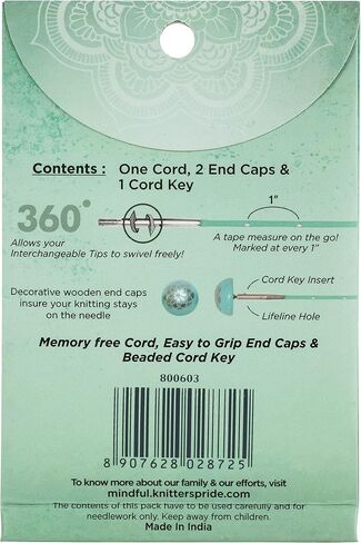 Knitter's Pride-Mindful Swivel Cords 30" (40" W/Tips)-Teal -KP800605 in Saudi Arabia