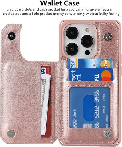 iCoverCase Compatible with iPhone 14 Pro Wallet Phone Case with Card Holder for Women, RFID Blocking Embossed PU Leather Wrist Strap Case 6.1 Inch (Heart Purple) in Kuwait