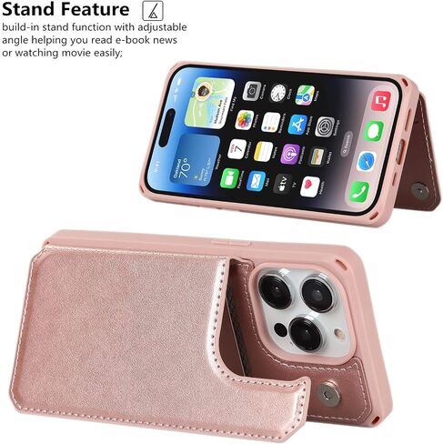 iCoverCase Compatible with iPhone 14 Pro Wallet Phone Case with Card Holder for Women, RFID Blocking Embossed PU Leather Wrist Strap Case 6.1 Inch (Heart Purple) in Kuwait