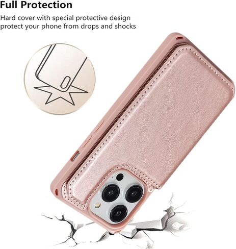 iCoverCase Compatible with iPhone 14 Pro Wallet Phone Case with Card Holder for Women, RFID Blocking Embossed PU Leather Wrist Strap Case 6.1 Inch (Heart Purple) in Kuwait
