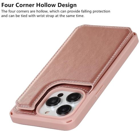 iCoverCase Compatible with iPhone 14 Pro Wallet Phone Case with Card Holder for Women, RFID Blocking Embossed PU Leather Wrist Strap Case 6.1 Inch (Heart Purple) in Kuwait