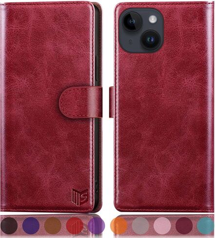 SUANPOT Design for iPhone 15 Plus 6.7" Kickstand Protective Wallet case with RFID Credit Card Holder,Flip Folio Book PU Leather Shockproof Cover Women Men for Apple 15Plus Phone case Light Brown in Saudi Arabia