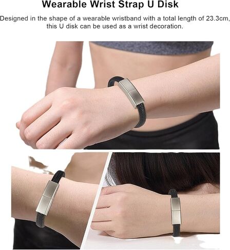 USB Flash Drive Leather Wristband Shape 128GB USB 2.0 U Disk Braided Rope Bracelet Memory Stick Portable Metal Data Storage Thumb DriveUSB Jump Drive for Laptop PC SmartTV Car Audio Music Player in Kuwait