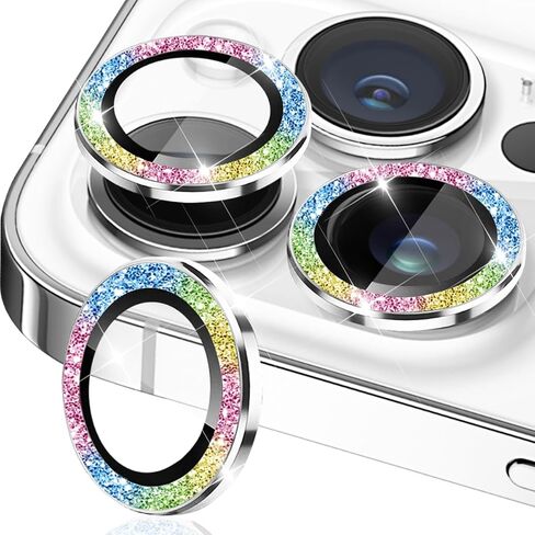 واقي عدسة الكاميرا TIUYAO لهاتف iPhone 15 Pro Max/iPhone 15 Pro، واقي عدسة الكاميرا من الزجاج المقسى، غطاء حلقة عدسة من سبائك الألومنيوم مناسب لهاتف iPhone 15 Pro/Pro Max (فضي لامع) in Kuwait