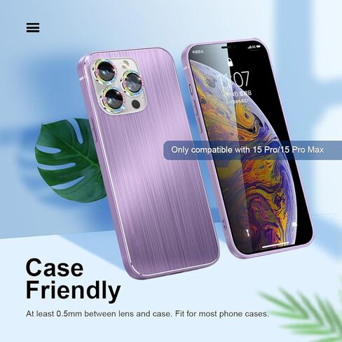 واقي عدسة الكاميرا TIUYAO لهاتف iPhone 15 Pro Max/iPhone 15 Pro، واقي عدسة الكاميرا من الزجاج المقسى، غطاء حلقة عدسة من سبائك الألومنيوم مناسب لهاتف iPhone 15 Pro/Pro Max (فضي لامع) in Kuwait