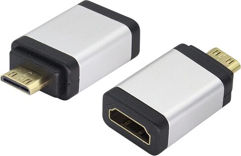 وصلة AAOTOKK Mini HDMI إلى HDMI HDMI أنثى إلى Mini HDMI ذكر موسع منفذ HDMI من سبائك الألومنيوم موصل HDMI صغير للكاميرا، كاميرا الفيديو، بطاقة الرسومات، الكمبيوتر المحمول، الكمبيوتر اللوحي، HDTV، جهاز العرض (2 حزمة/فضي) in Kuwait