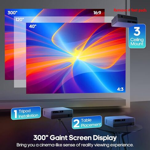 جهاز عرض نيتف 1080P من كياستر، يدعم 700 ANSI لومن 4K، تصحيح الانحراف 4P/4D، نظام تشغيل اندرويد 9.0 مع متجر تطبيقات مدمج، شاشة لاسلكية 5G واي فاي لايفون، مكبرات صوت 10 واط، بلوتوث 5.1 in Kuwait