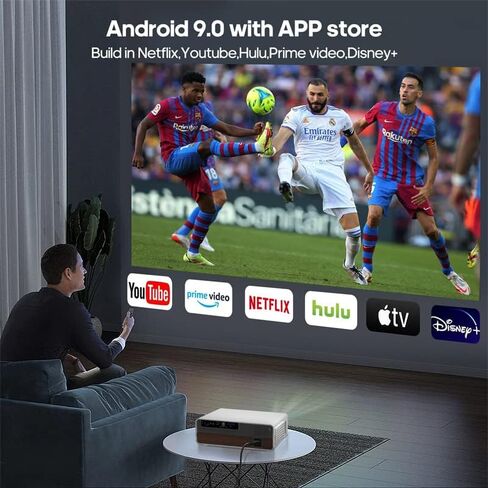 جهاز عرض نيتف 1080P من كياستر، يدعم 700 ANSI لومن 4K، تصحيح الانحراف 4P/4D، نظام تشغيل اندرويد 9.0 مع متجر تطبيقات مدمج، شاشة لاسلكية 5G واي فاي لايفون، مكبرات صوت 10 واط، بلوتوث 5.1 in Kuwait