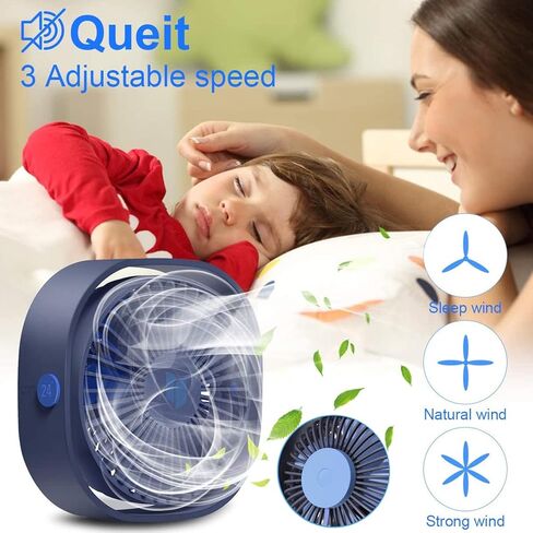 مروحة مكتب QIJIAYI صغيرة USB، 3 سرعات قابلة للتعديل ومروحة تبريد طاولة سطح المكتب المحمولة تعمل بواسطة USB، رياح قوية، تشغيل هادئ، للمكتب، السيارة، المعسكر، الكمبيوتر المحمول، السفر في الهواء الطلق (أزرق) in Kuwait