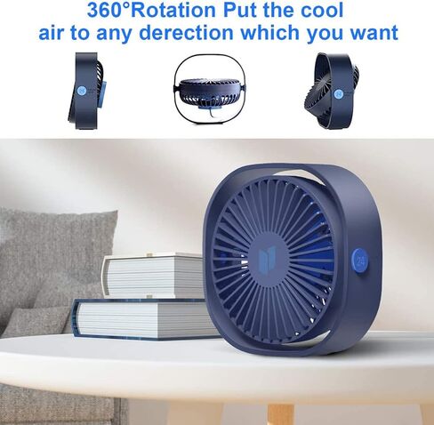 مروحة مكتب QIJIAYI صغيرة USB، 3 سرعات قابلة للتعديل ومروحة تبريد طاولة سطح المكتب المحمولة تعمل بواسطة USB، رياح قوية، تشغيل هادئ، للمكتب، السيارة، المعسكر، الكمبيوتر المحمول، السفر في الهواء الطلق (أزرق) in Kuwait