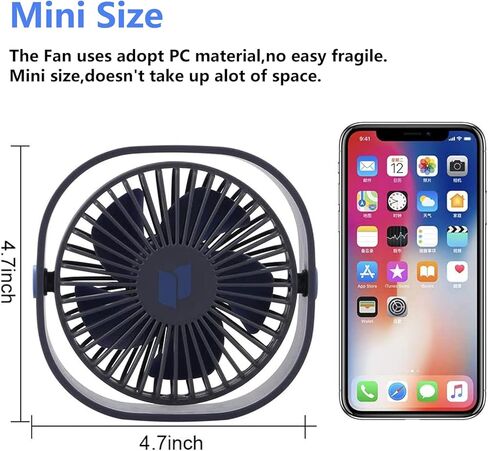 مروحة مكتب QIJIAYI صغيرة USB، 3 سرعات قابلة للتعديل ومروحة تبريد طاولة سطح المكتب المحمولة تعمل بواسطة USB، رياح قوية، تشغيل هادئ، للمكتب، السيارة، المعسكر، الكمبيوتر المحمول، السفر في الهواء الطلق (أزرق) in Kuwait