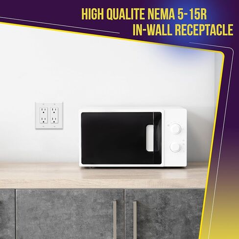 وعاء ديكور ENERLITES، منفذ درجة سكنية، 15 أمبير 125 فولت، أرضي ذاتي، 2 قطب، 3 أسلاك، 5-15R، مدرج في قائمة UL، 61501-W-10PCS، أبيض، 10 عبوات، لوحة الحائط غير متضمنة in Kuwait