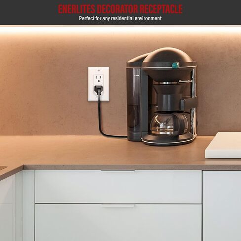 وعاء ديكور ENERLITES، منفذ درجة سكنية، 15 أمبير 125 فولت، أرضي ذاتي، 2 قطب، 3 أسلاك، 5-15R، مدرج في قائمة UL، 61501-W-10PCS، أبيض، 10 عبوات، لوحة الحائط غير متضمنة in Kuwait