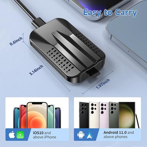 محول CarPlay اللاسلكي مع Netflix YouTube Google Play، محول Android Auto اللاسلكي لسيارات CarPlay السلكية في المصنع، صندوق CarPlay Ai، واي فاي 5 جيجا هرتز، بطاقة TF، النسخ المتطابق، لهاتف iPhone/Android in Kuwait