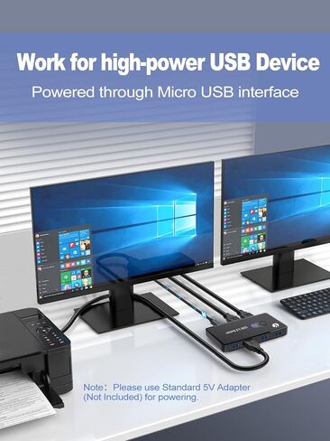 محول VCOM USB 3.0، محدد محول USB 2 جهاز كمبيوتر مشاركة 4 منافذ USB 3.0، صندوق محول KM مع 2 كابل USB للكمبيوتر الشخصي، الطابعة، الماسح الضوئي، الماوس، لوحة المفاتيح، متوافق مع Mac/Windows/Linux in Kuwait