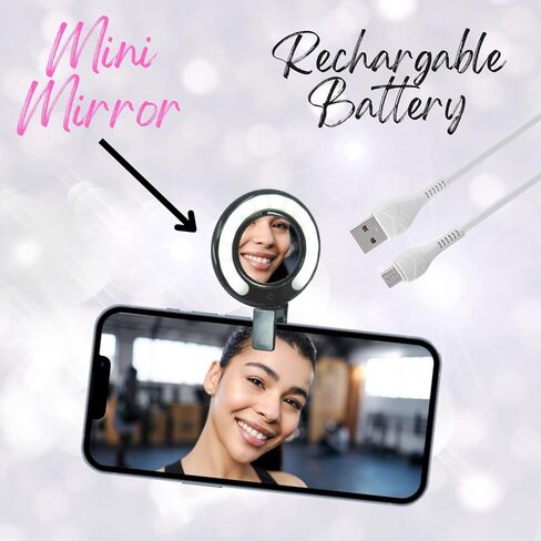 مرآة مكياج سيلفي من أونيكس بروفيشنال سيلف أوير مع مشبك عالمي، يمكن ربطها بالهاتف الخلوي، والخزانات وغيرها in Kuwait