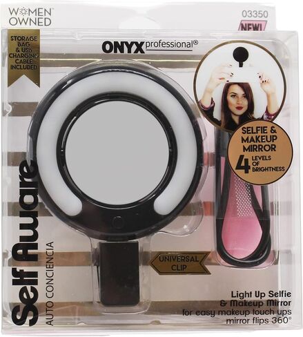 مرآة مكياج سيلفي من أونيكس بروفيشنال سيلف أوير مع مشبك عالمي، يمكن ربطها بالهاتف الخلوي، والخزانات وغيرها in Kuwait