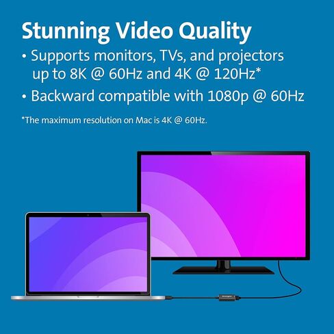 Kensington CV4200H USB-C to HDMI Adapter up to 8K@60Hz or 4K@120Hz, Portable USB C/Thunderbolt 3/4 to HDMI Adapter for USB C Devices (K34052WW) in Saudi Arabia
