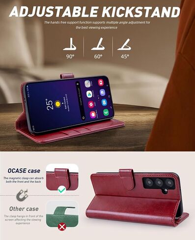 OCASE متوافق مع حافظة محفظة Galaxy S24 5G، حافظة قابلة للطي من جلد البولي يوريثان مع حامل بطاقات RFID Blocking Kickstand [غلاف داخلي من مادة TPU مقاوم للصدمات] غطاء هاتف (2024)، بني in Kuwait