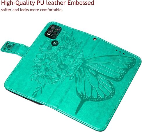 Moment Dextrad لمحفظة Moto G Stylus 5G، [مسند] [حزام المعصم] [فتحات حامل البطاقة] غطاء جلدي على شكل فراشة زهري لجراب Moto G Stylus 5G 2021 (أرجواني) in Kuwait