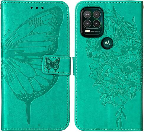 Moment Dextrad لمحفظة Moto G Stylus 5G، [مسند] [حزام المعصم] [فتحات حامل البطاقة] غطاء جلدي على شكل فراشة زهري لجراب Moto G Stylus 5G 2021 (أرجواني) in Kuwait