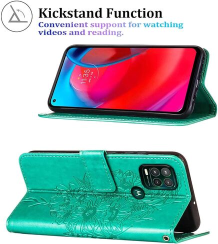 Moment Dextrad لمحفظة Moto G Stylus 5G، [مسند] [حزام المعصم] [فتحات حامل البطاقة] غطاء جلدي على شكل فراشة زهري لجراب Moto G Stylus 5G 2021 (أرجواني) in Kuwait