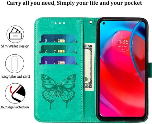 Moment Dextrad لمحفظة Moto G Stylus 5G، [مسند] [حزام المعصم] [فتحات حامل البطاقة] غطاء جلدي على شكل فراشة زهري لجراب Moto G Stylus 5G 2021 (أرجواني) in Kuwait