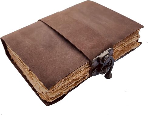 مجلة جلدية عتيقة - قفل إغلاق، كتاب الظلال، مجلة جريمويري، مجلة الساحرة، 200 صفحة مجلة رسم ورقية ذات حافة عتيقة هدية رائعة للرجال والنساء 7x5 بوصة in Kuwait