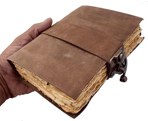 مجلة جلدية عتيقة - قفل إغلاق، كتاب الظلال، مجلة جريمويري، مجلة الساحرة، 200 صفحة مجلة رسم ورقية ذات حافة عتيقة هدية رائعة للرجال والنساء 7x5 بوصة in Kuwait