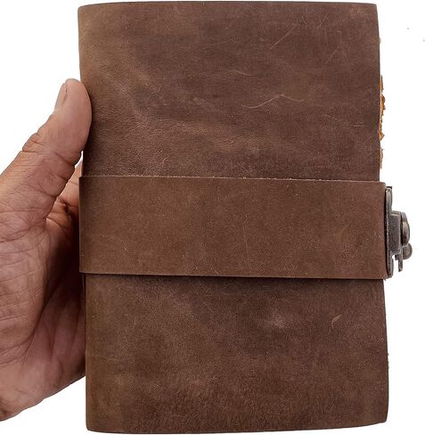 مجلة جلدية عتيقة - قفل إغلاق، كتاب الظلال، مجلة جريمويري، مجلة الساحرة، 200 صفحة مجلة رسم ورقية ذات حافة عتيقة هدية رائعة للرجال والنساء 7x5 بوصة in Kuwait