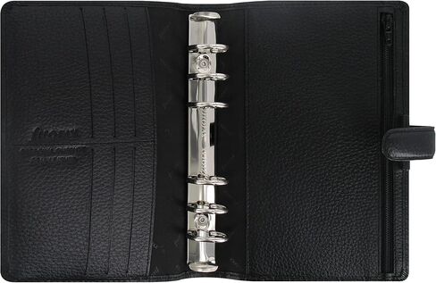 Filofax Finsbury Organizer, Personal Size, Black - Traditional Grained Leather, Six Rings, Week-to-View Calendar Diary, Multilingual, 2024 (C025302-24) in Saudi Arabia