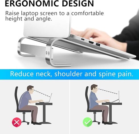AIWEE Laptop Stand for Desk,Aluminum Computer Riser,Sturdy Stable Ergonomic Metal Holder Compatible with MacBook Pro Stand Air/Dell/HP/ 10-18inch Notebook,Work Home Office in Saudi Arabia