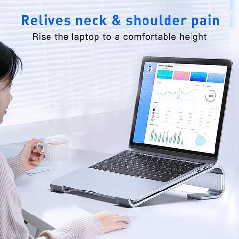 AIWEE Laptop Stand for Desk,Aluminum Computer Riser,Sturdy Stable Ergonomic Metal Holder Compatible with MacBook Pro Stand Air/Dell/HP/ 10-18inch Notebook,Work Home Office in Saudi Arabia
