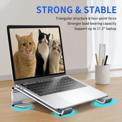 AIWEE Laptop Stand for Desk,Aluminum Computer Riser,Sturdy Stable Ergonomic Metal Holder Compatible with MacBook Pro Stand Air/Dell/HP/ 10-18inch Notebook,Work Home Office in Saudi Arabia