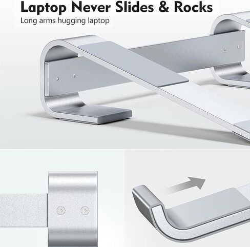 AIWEE Laptop Stand for Desk,Aluminum Computer Riser,Sturdy Stable Ergonomic Metal Holder Compatible with MacBook Pro Stand Air/Dell/HP/ 10-18inch Notebook,Work Home Office in Saudi Arabia