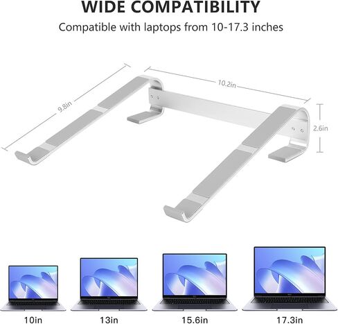 AIWEE Laptop Stand for Desk,Aluminum Computer Riser,Sturdy Stable Ergonomic Metal Holder Compatible with MacBook Pro Stand Air/Dell/HP/ 10-18inch Notebook,Work Home Office in Saudi Arabia