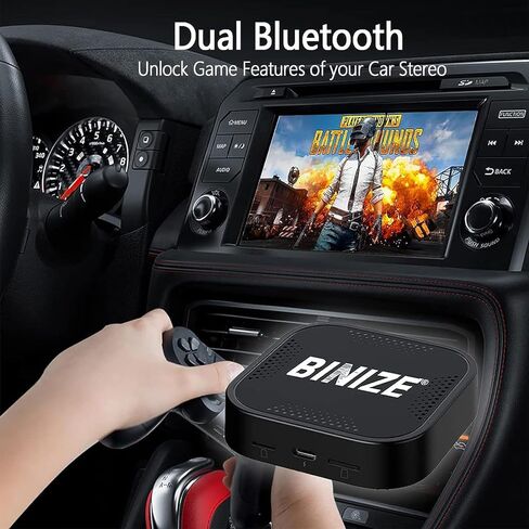 Binize محول Carplay اللاسلكي Android Auto Wireless Magic Box جهاز بث للسيارة Carplay Ai Box نظام Android صندوق فيديو الوسائط المتعددة Stream Netflix/YouTube/Spotify Plug&Play in Kuwait