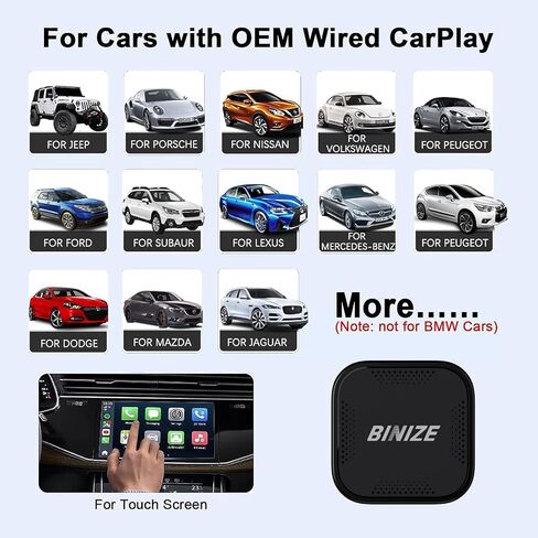 Binize محول Carplay اللاسلكي Android Auto Wireless Magic Box جهاز بث للسيارة Carplay Ai Box نظام Android صندوق فيديو الوسائط المتعددة Stream Netflix/YouTube/Spotify Plug&Play in Kuwait