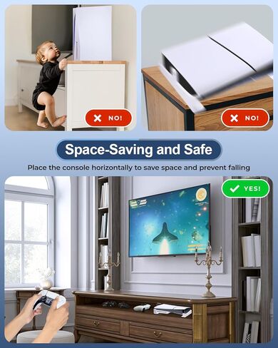 JZW-Shop Horizontal Stand for PS5 Slim Console with 4 USB Ports, PS5 Slim Accessories Base Stand with 4 Ports USB Hub for Sync & Charge, Desk Stand Compatible with PS5 Slim Disc & Digital Edition in Kuwait