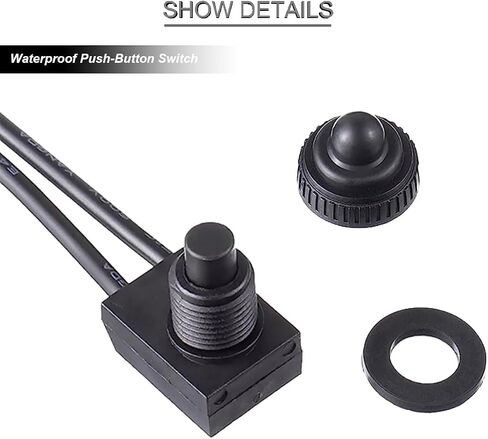 DKARDU 5 pcs Waterproof Push-Button Switch 12V ON/Off SPST Switch On-Off Light Wired Switch with Wiring Caps for Motorcycle/Auto Car Bathroom Fan (Black) in Saudi Arabia