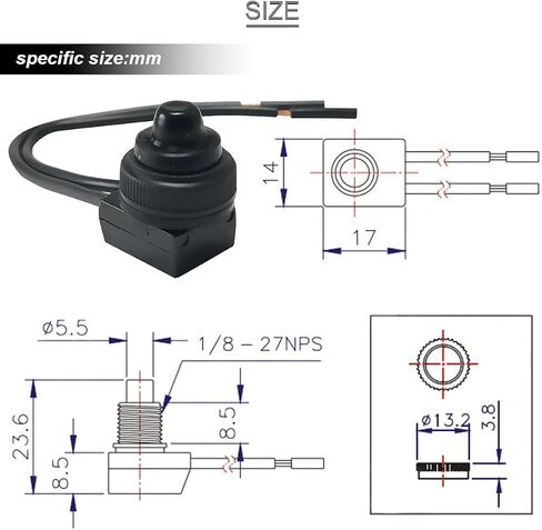 DKARDU 5 pcs Waterproof Push-Button Switch 12V ON/Off SPST Switch On-Off Light Wired Switch with Wiring Caps for Motorcycle/Auto Car Bathroom Fan (Black) in Saudi Arabia