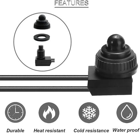 DKARDU 5 pcs Waterproof Push-Button Switch 12V ON/Off SPST Switch On-Off Light Wired Switch with Wiring Caps for Motorcycle/Auto Car Bathroom Fan (Black) in Saudi Arabia