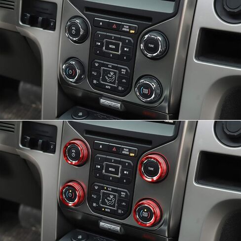 Voodonala for Ford F150 Air Conditioner Switch CD Button Knob for F150 2013 2014(Aluminum Alloy Red) in Saudi Arabia